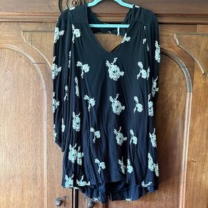 Free people Black Floral Mini-Dress